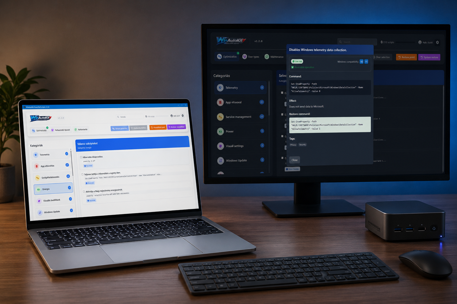 WinAutoKit – laptop and monitor